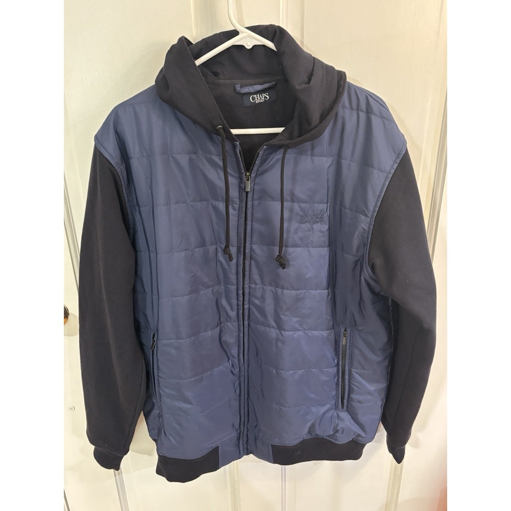 Chaps Hooded Hybrid Jacket Large Navy Blue